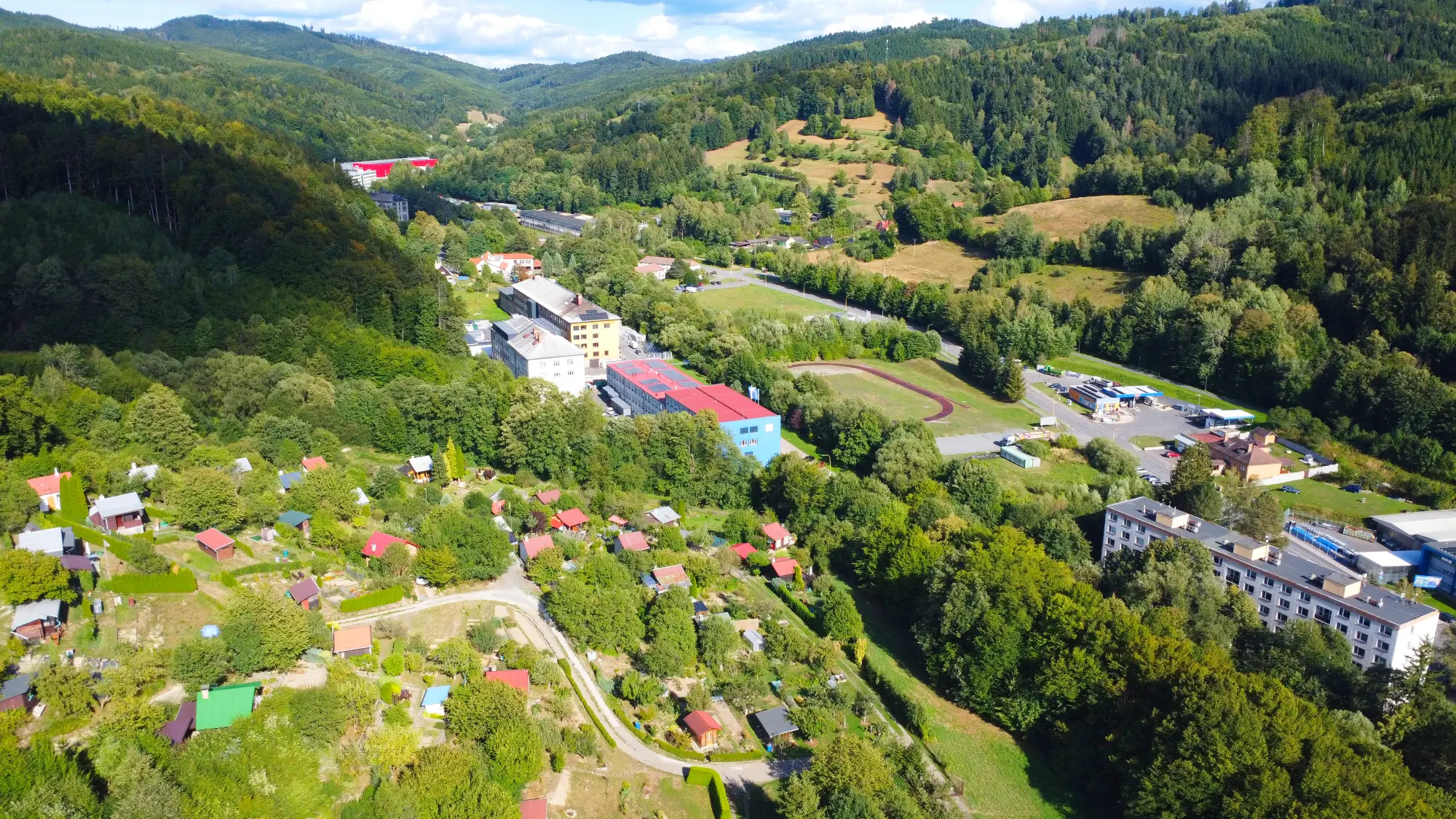 Letecký pohled na lokalitu Jasenice v Vsetíně
